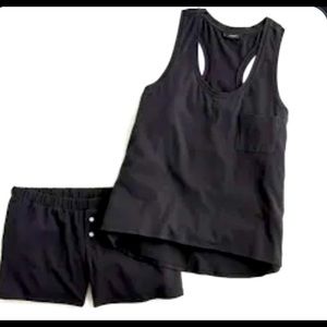 J Crew Pajama Set, Black, Size M. Tank top and shorts. NWT.